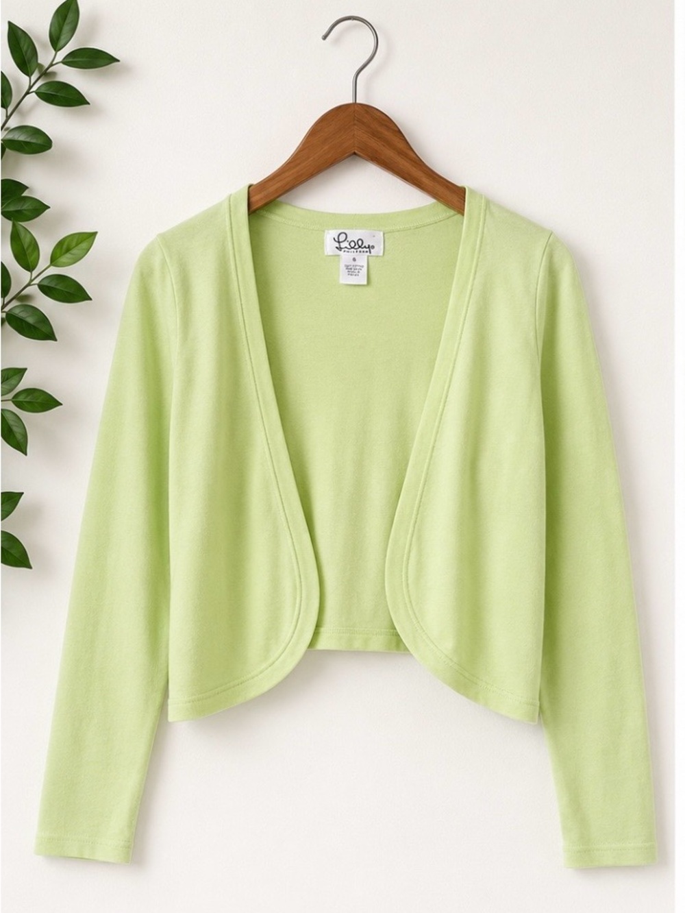 Lilly Pulitzer Lime Cropped Open-Front Cardigan